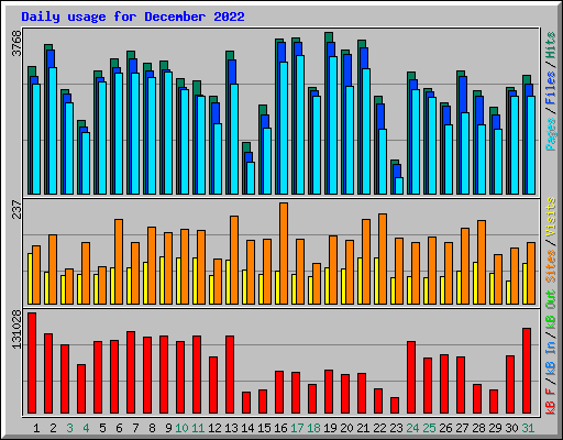 Daily usage for December 2022