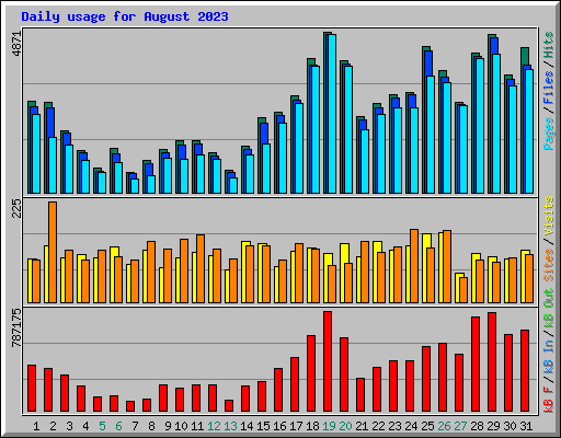 Daily usage for August 2023