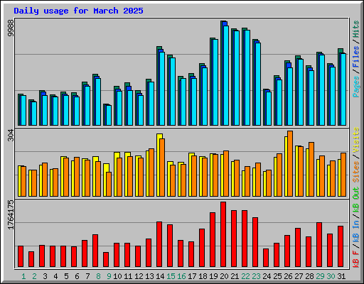 Daily usage for March 2025